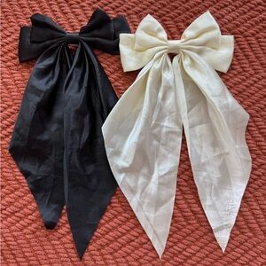 Elegant Oversized Black and White Hair Bows